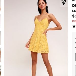 GOLDEN YELLOW LACE SKATER DRESS Lulu's